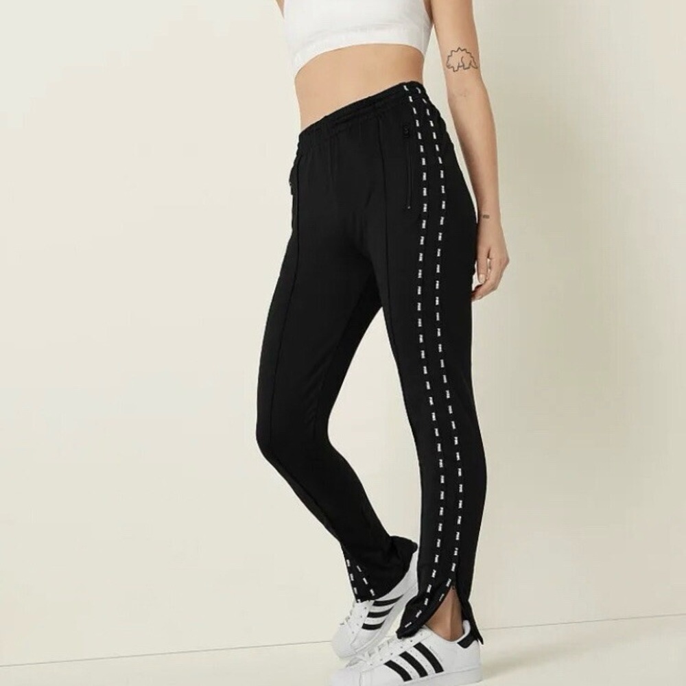 PINK Active Black Pants with White Accents